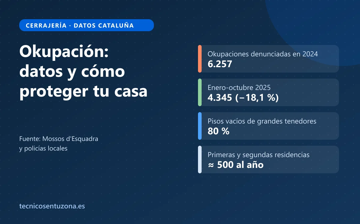 Gráfico con las okupaciones denunciadas en Cataluña en 2024 y 2025